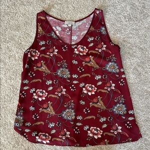 LOFT Burgundy Floral Tank Top